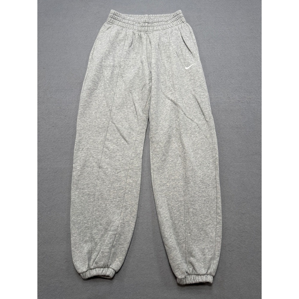 Nike Sweatpants Women's Small Light Gray High Rise Fleece Swoosh Gym Training
